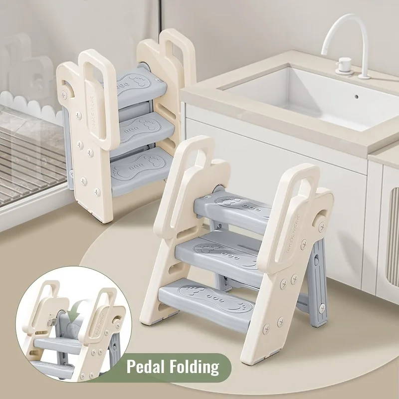 Toddler Learning Tower - 3-stopniowy stołek z uchwytami Antypoślizgowy 4