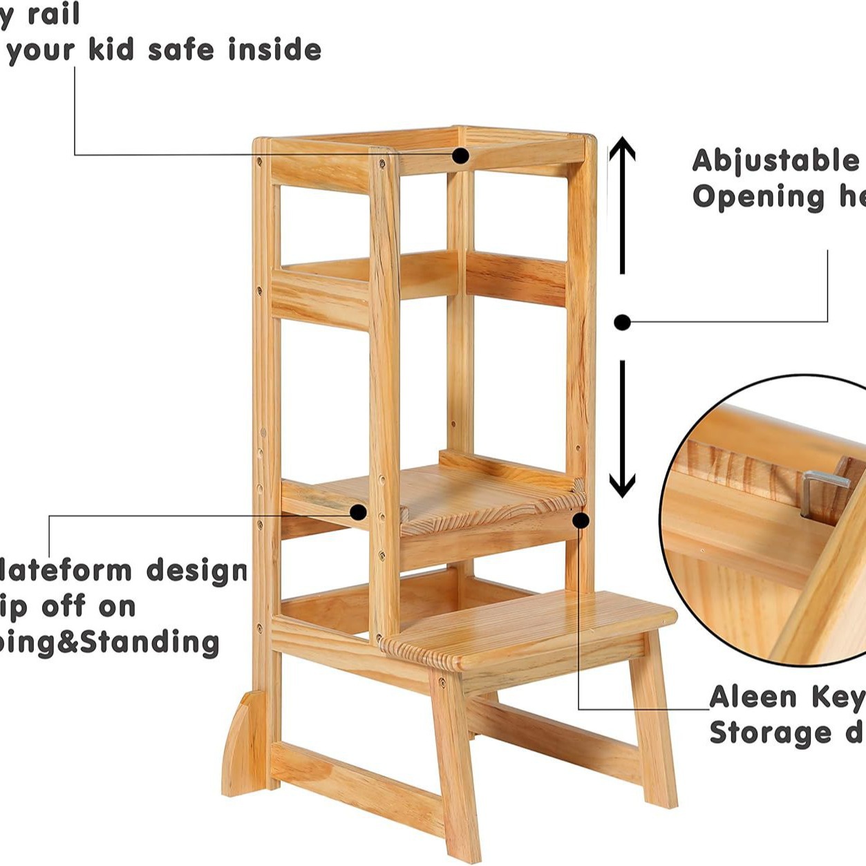 Regulowana wysokość drabinki-s – Toddler Learning Tower recenzja i cena