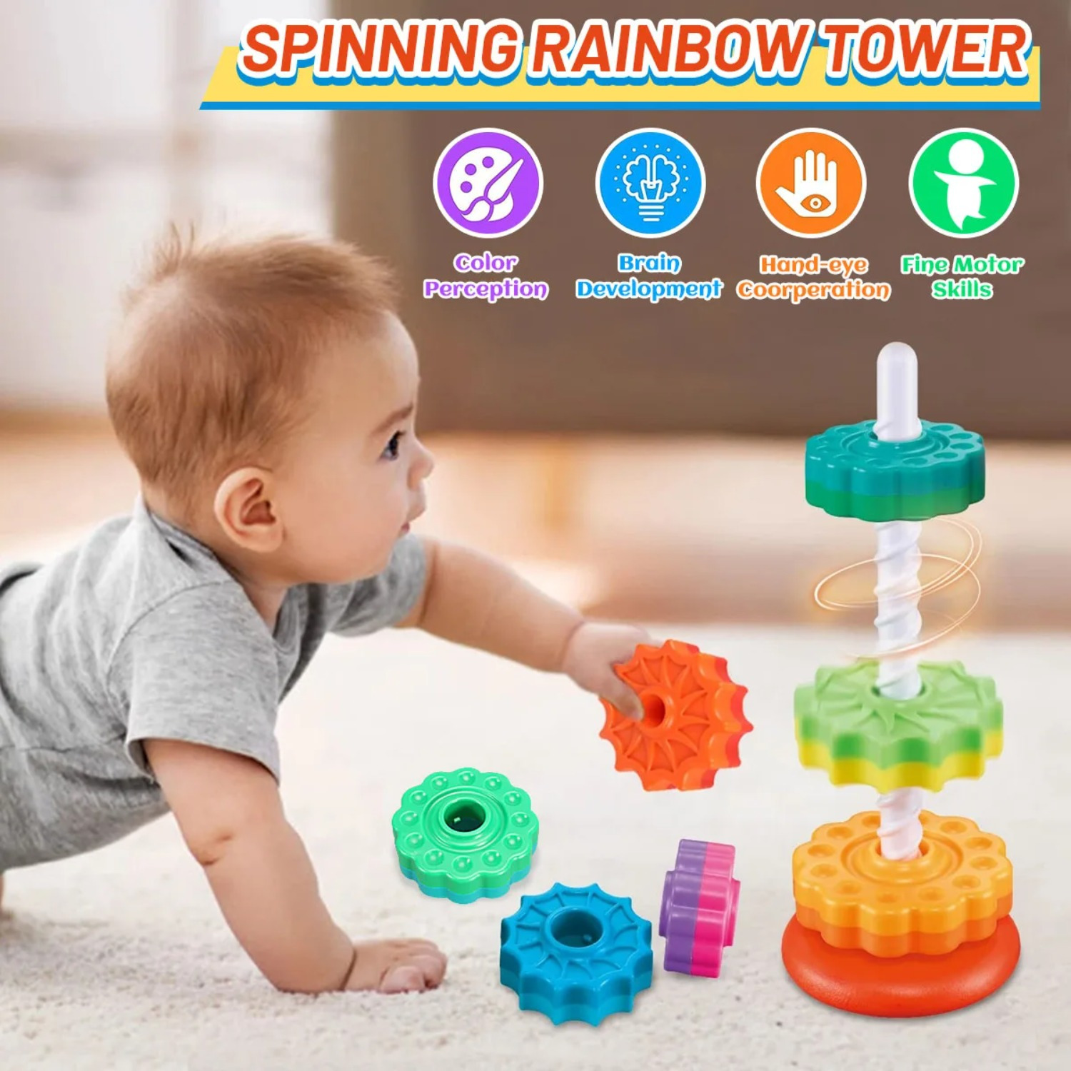 Obrotowa Wieża Tęczowa do Ukła – Toddler Learning Tower recenzja i cena